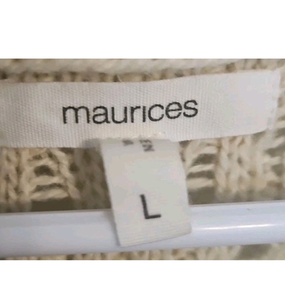 Maurices L Cream Open Front Cardigan Sweater Knit Cottage Retro Y2k Boho - Picture 8 of 14